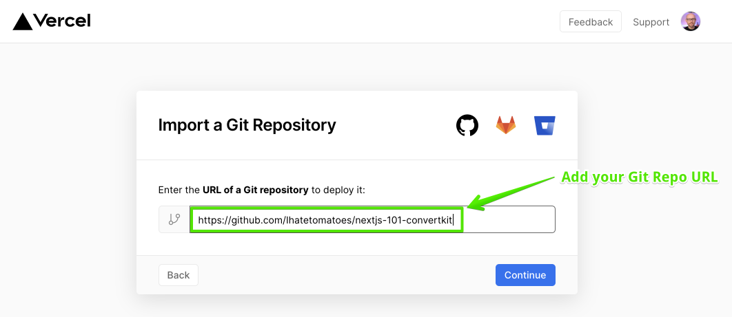 Add Git repo URL